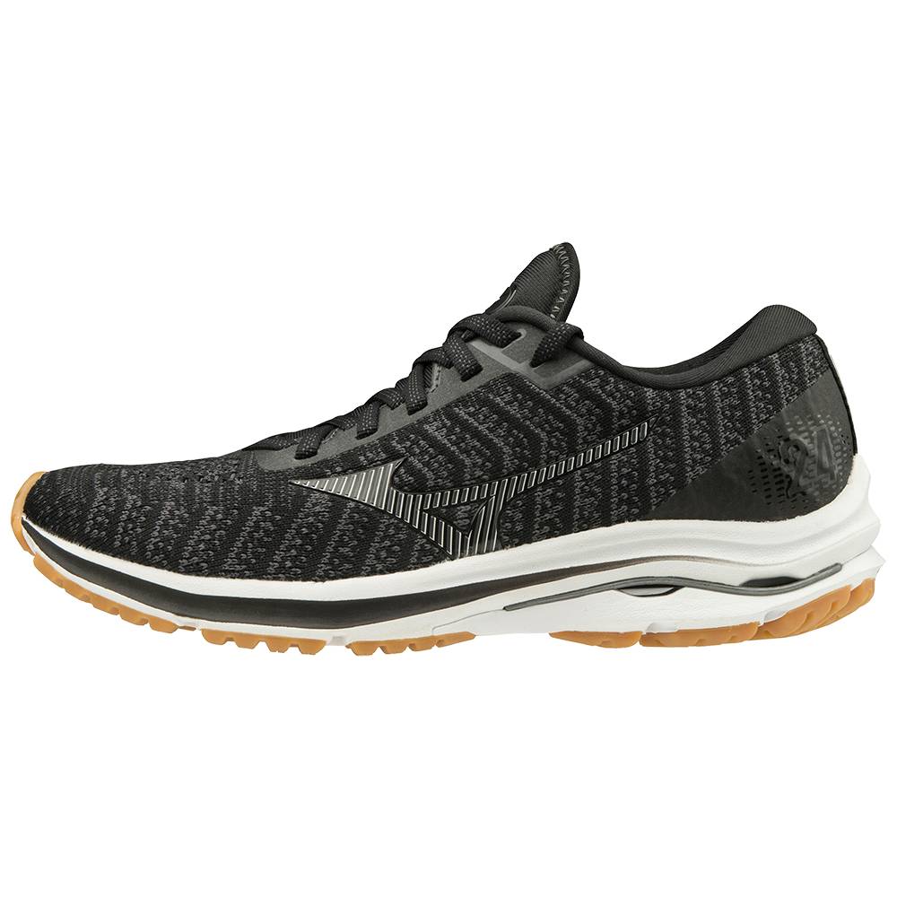 Mizuno Wave Rider 24 WAVEKNIT™ D (Wide) - Bayan Koşu Ayakkabısı - Siyah/Koyu Gri Türkiye (BFNCGR-790